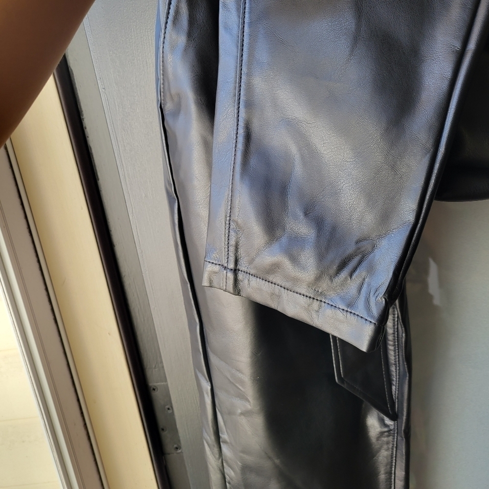 EXPRESS Faux Leather Super High Rise Ankle Leggings Pants 4R Tie Waist Black - Picture 3 of 9